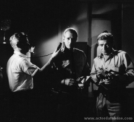 Lighting check with Robert Dowdell and Richard Basehart